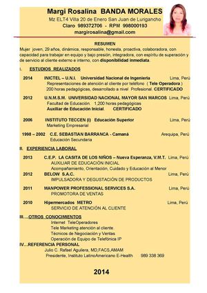 Curriculum Vitae Margi Rosalinda Banda Morales