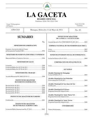 85 Gaceta, Miércoles 11 De Mayo 2011