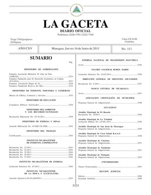 111 Gaceta, Jueves 16 De Junio 2011