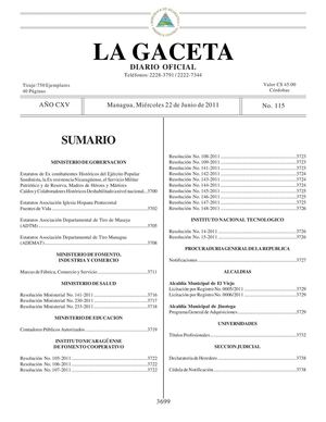 115 Gaceta, Miercoles 22 De Junio 2011