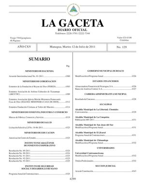 129 Gaceta, Maartes 12 De Julio 2011