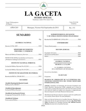 171 Gaceta, Viernes 09 De Septiembre 2011