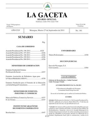 181 Gaceta, Martes 27 De Septiembre 2011