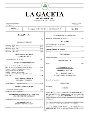 202 Gaceta, Miércoles 26 De Octubre 2011