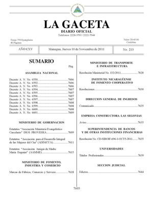 213 Gaceta, Jueves 10 De Noviembre 2011