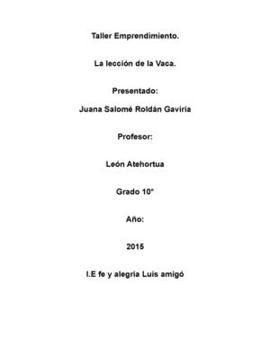 Taller Emprendimiento La Leccion De La Vaca