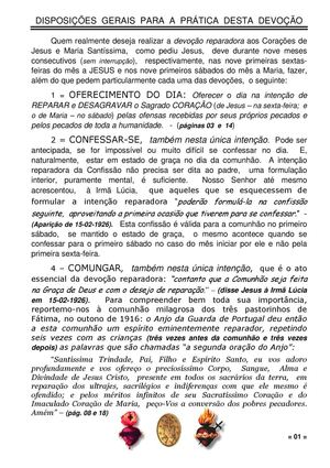 Instruções Comunhões Reparadoras Em Honra A Jesus E Maria 9 Meses