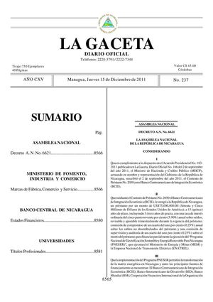237 Gaceta, Jueves 15 De Diciembre 2011