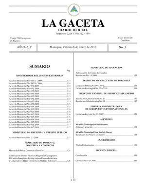 05 Gaceta, Viernes 8 De Enero 2010