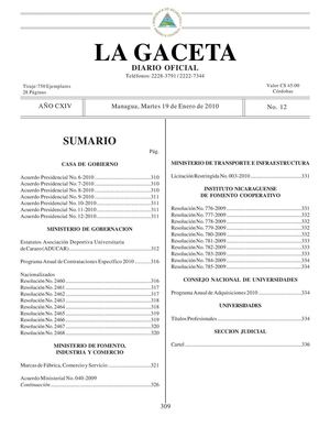 12 Gaceta, Martes 19 De Enero 2010