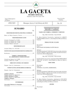 29 Gaceta, Jueves 11 De Febrero 2010
