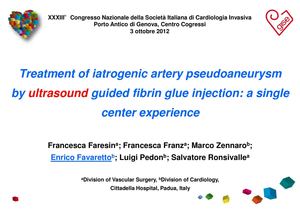 ALISEO Treatment Of Iatrogenic Artery Pseudoaneurysm By Ultrasound Guided Fibrin Glue Injection Genova 2012