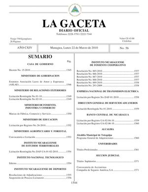 56 Gaceta, Lunes 22 De Marzo 2010