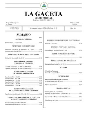 69 Gaceta, Jueves 15 De Abril 2010