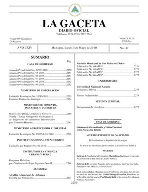 81 Gaceta, Lunes 3 De Mayo 2010