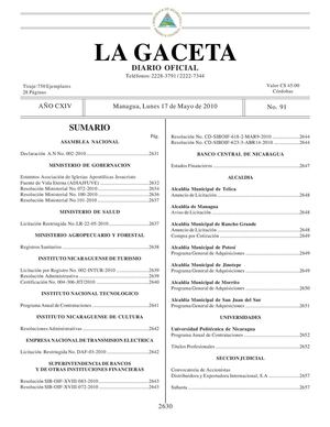 91 Gaceta, Lunes 17 De Mayo 2010