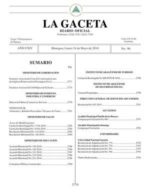 96 Gaceta, Lunes 24 De Mayo 2010