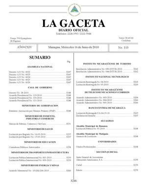 113 Gaceta, Miércoles 16 De Junio 2010