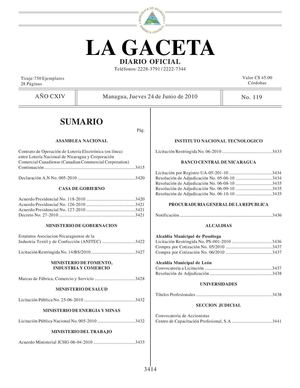 119 Gaceta, Jueves 24 De Junio 2010