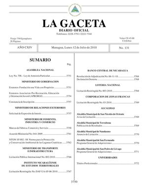 131 Gaceta, Lunes 12 De Julio 2010