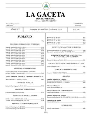207 Gaceta, Viernes 29 De Octubre 2010