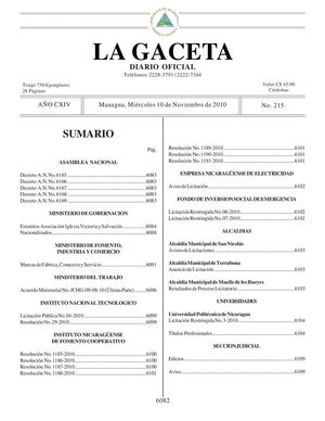 215 Gaceta, Miércoles 10 De Noviembre 2010