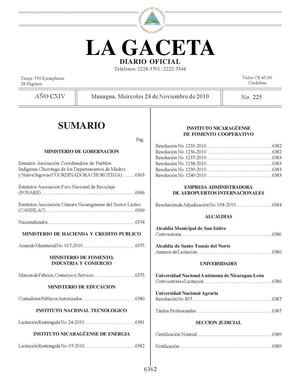 225 Gaceta, Miércoles 24 De Noviembre 2010