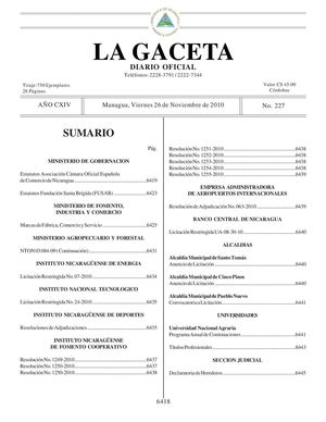 227 Gaceta, Viernes 26 De Noviembre 2010