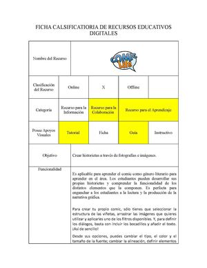 FICHA DE RECURSO COMIC LIFE