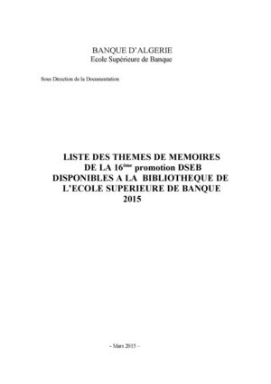 Liste des thèmes de mémoires DSEB promotion 16