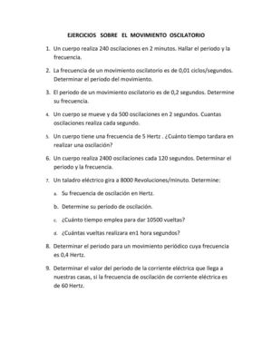 Ejercicios Sobre El Movimiento Oscilatorio