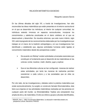 Relación Matemáticas Sociedad