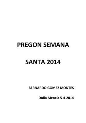 Pregon Semana Santa 2014