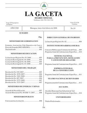 24 Gaceta, 04 De Febrero 2008