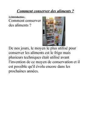 Comment conserver les aliments ?