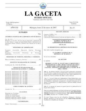 15 Gaceta, 22 De Enero 2007