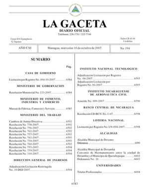 194 Gaceta, 10 De Octubre 2007