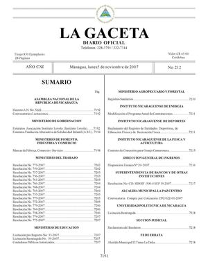 212 Gaceta, 05 De Nov 2007