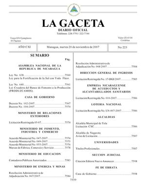 223 Gaceta,  20 De Nov 2007