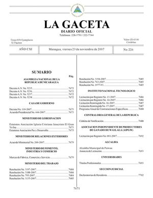 226 Gaceta, 23 De Nov 2007