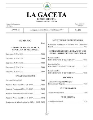 231 Gaceta, 30 De Nov 2007