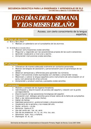 dias de la semana y mese del año