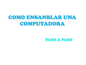 Ensamblaje De Una Pc