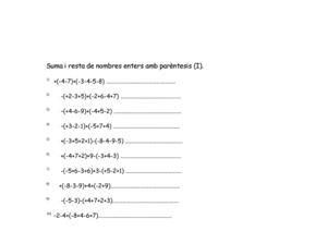 Suma I Resta De Nombres Enters Amb Paretesis1