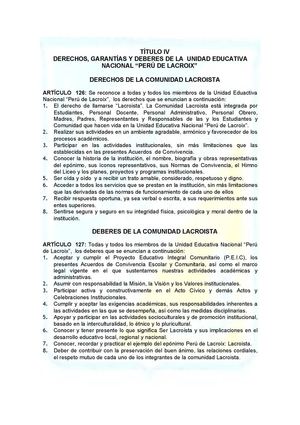 Título Iv Derechos, Garantías Y Deberes De La U E N Perú De Lacroix