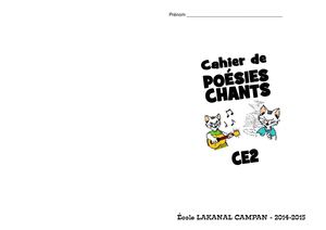 Cahier Poesies Chants Ce2