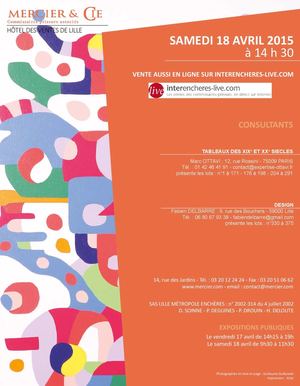 Samedi 18 avril 2015 Vente cataloguée du XXème siècle