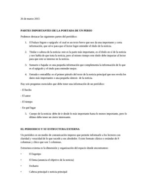 Partes De Una Portada Y Estructura Externa Del Periodico