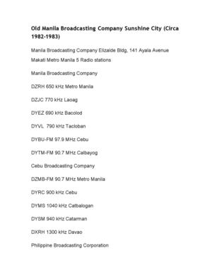 Old Manila Broadcasting Company Sunshine City (1982 1983)