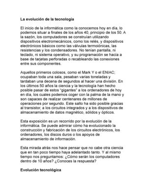 La Evolución De La Tecnología